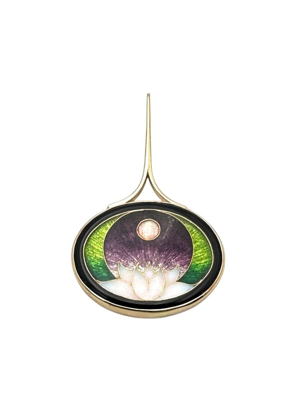 Magick Fusager Demski 18K Gold Enamel Opal Pendant Estate Jewelry